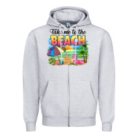 Heather Grey take me to the beach Zipper Hoodie - NancyCooperArtShop