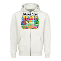Oatmeal Heather take me to the beach Zipper Hoodie - NancyCooperArtShop