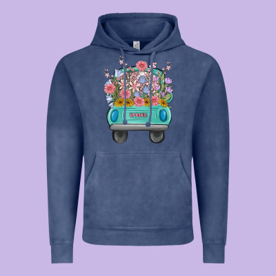 Truck With Flowers Malia Vintage Hoodie Designed By Maliassmallbusiness