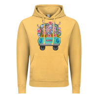 Vintage Mustard truck with flowers malia Vintage Hoodie - MaliasSmallBusiness