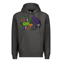 Charcoal Heather trick or treat Premium Hoodie - CowGirlArtShop