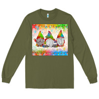Army Green christmas lights gnome Long Sleeve Tee - MaliasSmallBusiness