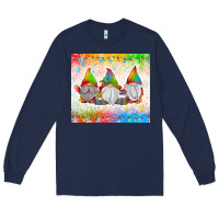 Navy christmas lights gnome Long Sleeve Tee - MaliasSmallBusiness
