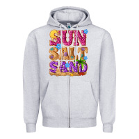 Heather Grey sun salt sand summer Zipper Hoodie - NancyCooperArtShop