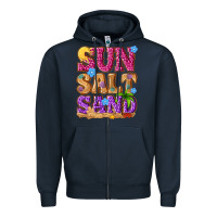 Navy sun salt sand summer Zipper Hoodie - NancyCooperArtShop