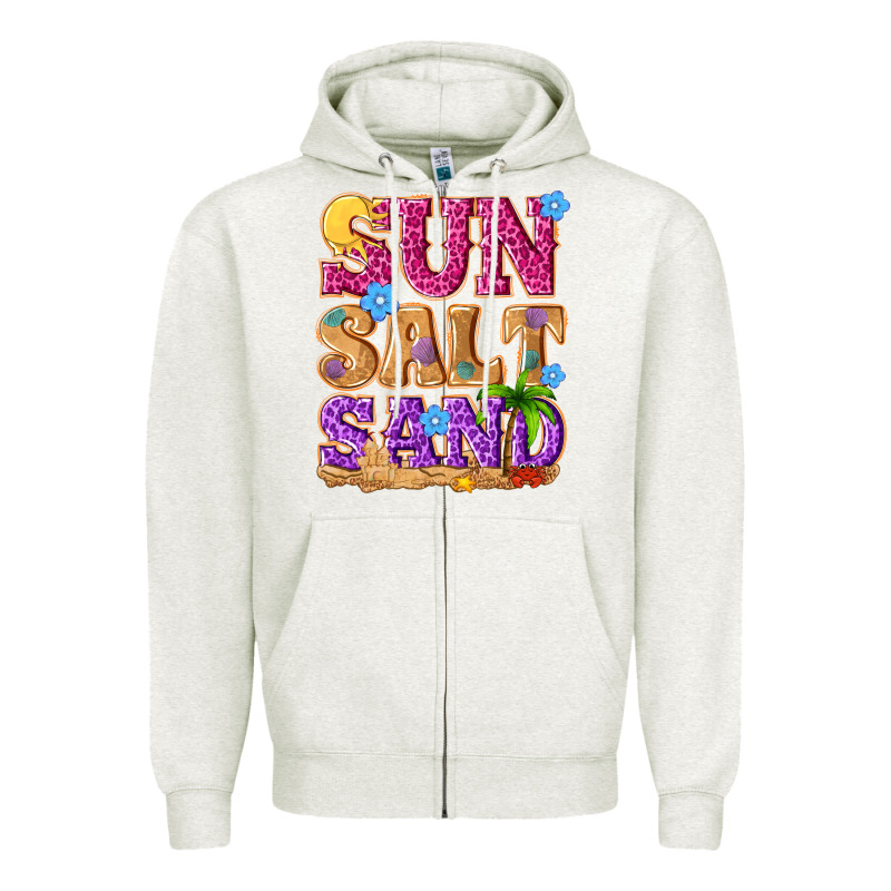 Sun Salt Sand Summer Zipper Hoodie by NancyCooperArtShop | Teevron