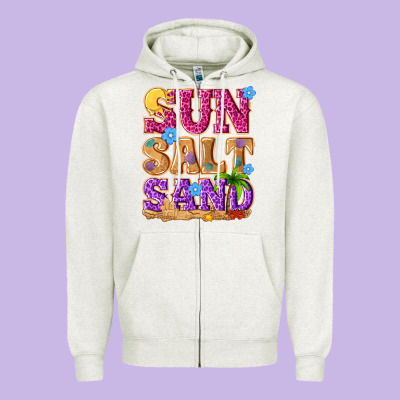 Sun Salt Sand Summer Zipper Hoodie Designed By Nancycooperartshop