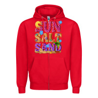 Red sun salt sand summer Zipper Hoodie - NancyCooperArtShop