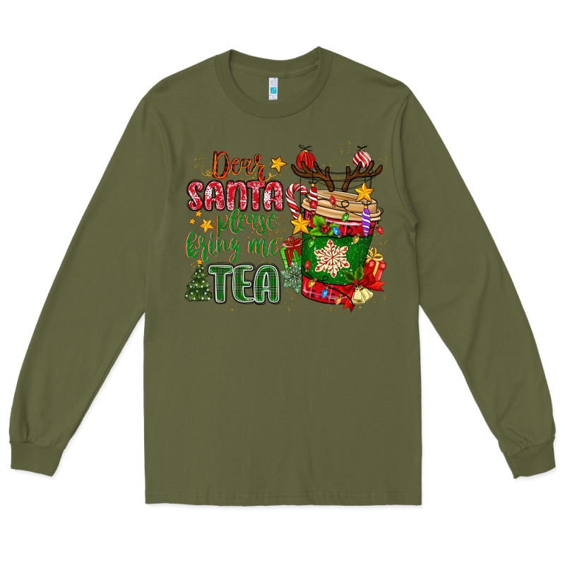 Deer Santa Please Bring Me Tea Long Sleeve Tee by MaliasSmallBusiness | Teevron