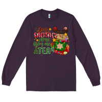 Plum deer santa please bring me tea Long Sleeve Tee - MaliasSmallBusiness