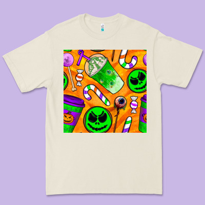 Halloween Snacks Seamless Pattern Premium Tee Designed By Bundleandbundleshop