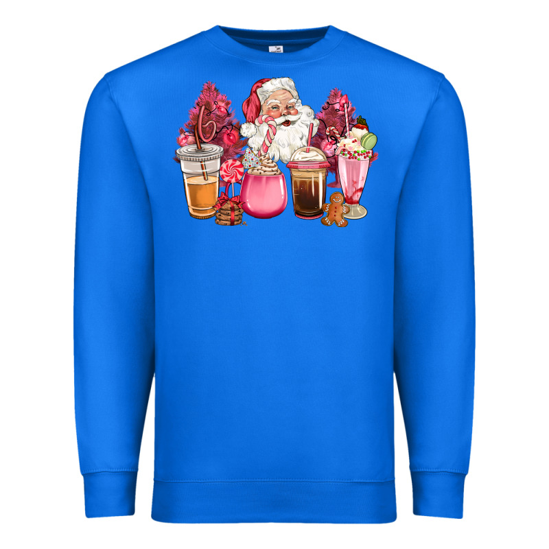 Pink Christmas Pink Tree Santa Coffe Cups Premium Sweatshirt by CowGirlArtShop | Teevron