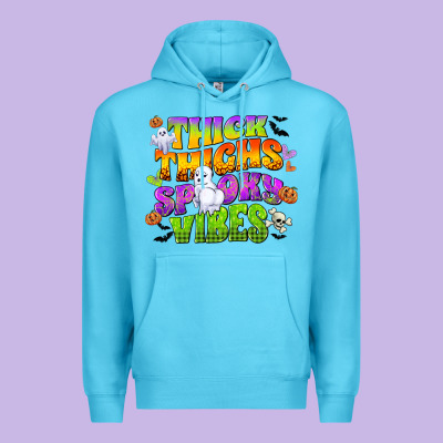 Thick Thighs And Spooky Vibes Premium Hoodie Designed By Cowgirlartshop