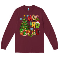 Burgundy ho ho ho christmas Long Sleeve Tee - MaliasSmallBusiness