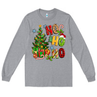 Heather Grey ho ho ho christmas Long Sleeve Tee - MaliasSmallBusiness