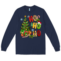 Navy ho ho ho christmas Long Sleeve Tee - MaliasSmallBusiness