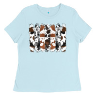 Baby Blue cowhide brushstrokes Ladies Tee - RanaPortraitStore