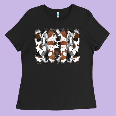 Cowhide Brushstrokes Ladies Tee Designed By Ranaportraitstore