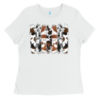 White cowhide brushstrokes Ladies Tee - RanaPortraitStore