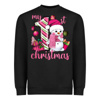 My 1st. Pink Christmas With Cute Snowman Heavyweight Sweatshirt | Teevron