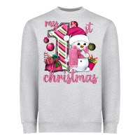 Heather Grey My 1st. pink Christmas with cute snowman Heavyweight Sweatshirt - NancyCooperArtShop