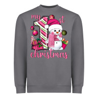 Storm My 1st. pink Christmas with cute snowman Heavyweight Sweatshirt - NancyCooperArtShop