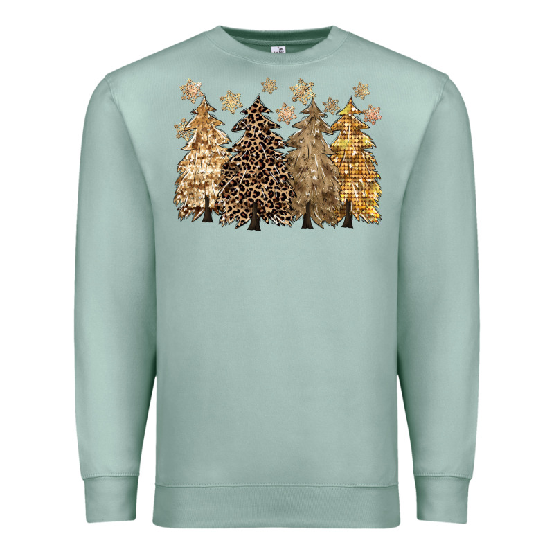 Merry Christmas Leopard Trees Premium Sweatshirt by CowGirlArtShop | Teevron