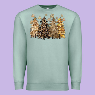 Merry Christmas Leopard Trees Premium Sweatshirt Designed By Cowgirlartshop