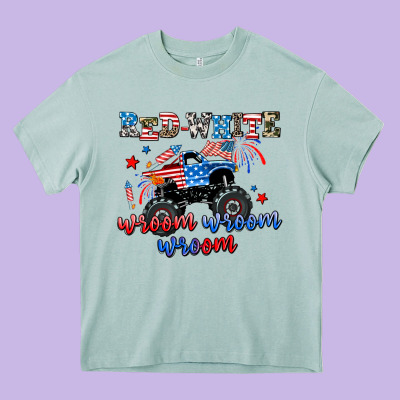 Red White Wroom Wroom Wroom Heavy Core Tee Designed By Adodesignshop