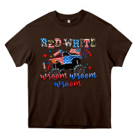 Chocolate Brown red white wroom wroom wroom Heavy Core Tee - AdoDesignShop