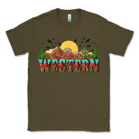 Army Green western Classic Tee - NancyCooperArtShop