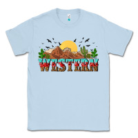 Dusty Blue western Classic Tee - NancyCooperArtShop