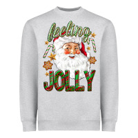 Heather Grey Feeling Jolly with Santa Heavyweight Sweatshirt - NancyCooperArtShop