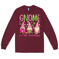 Burgundy gnome for the holidays Long Sleeve Tee - MaliasSmallBusiness