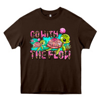 Chocolate Brown go with the flow Heavy Core Tee - AdoDesignShop