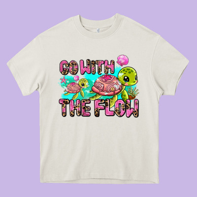 Go With The Flow Heavy Core Tee Designed By Adodesignshop