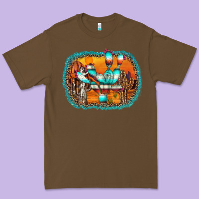 Western Cactus Premium Tee Designed By Adodesignshop