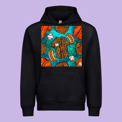 Baseball Leopard Uniform And Hotdog With Gemstone Seamless Pattern Urban Hoodie Designed By Bundleandbundleshop