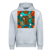 Heather Grey baseball leopard uniform and hotdog with gemstone seamless pattern Urban Hoodie - BundleAndBundleShop