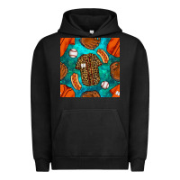 Pigment Black baseball leopard uniform and hotdog with gemstone seamless pattern Urban Hoodie - BundleAndBundleShop