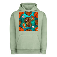 Pigment Oil Green baseball leopard uniform and hotdog with gemstone seamless pattern Urban Hoodie - BundleAndBundleShop