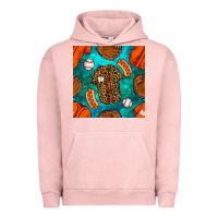 Pigment Salmon baseball leopard uniform and hotdog with gemstone seamless pattern Urban Hoodie - BundleAndBundleShop