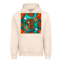Sandshell baseball leopard uniform and hotdog with gemstone seamless pattern Urban Hoodie - BundleAndBundleShop