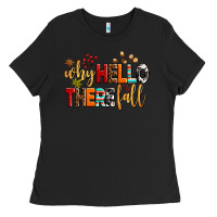 Black why hello there fall Ladies Tee - AdoDesignShop