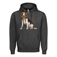 Charcoal Heather beagle with overflow Zipper Hoodie - texasbilliewilder