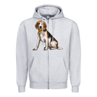 Heather Grey beagle with overflow Zipper Hoodie - texasbilliewilder