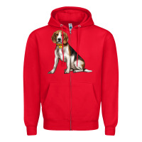 Red beagle with overflow Zipper Hoodie - texasbilliewilder