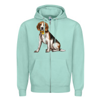 Seafoam beagle with overflow Zipper Hoodie - texasbilliewilder