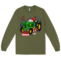 Army Green farm tractor christmas Long Sleeve Tee - MaliasSmallBusiness