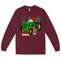 Burgundy farm tractor christmas Long Sleeve Tee - MaliasSmallBusiness